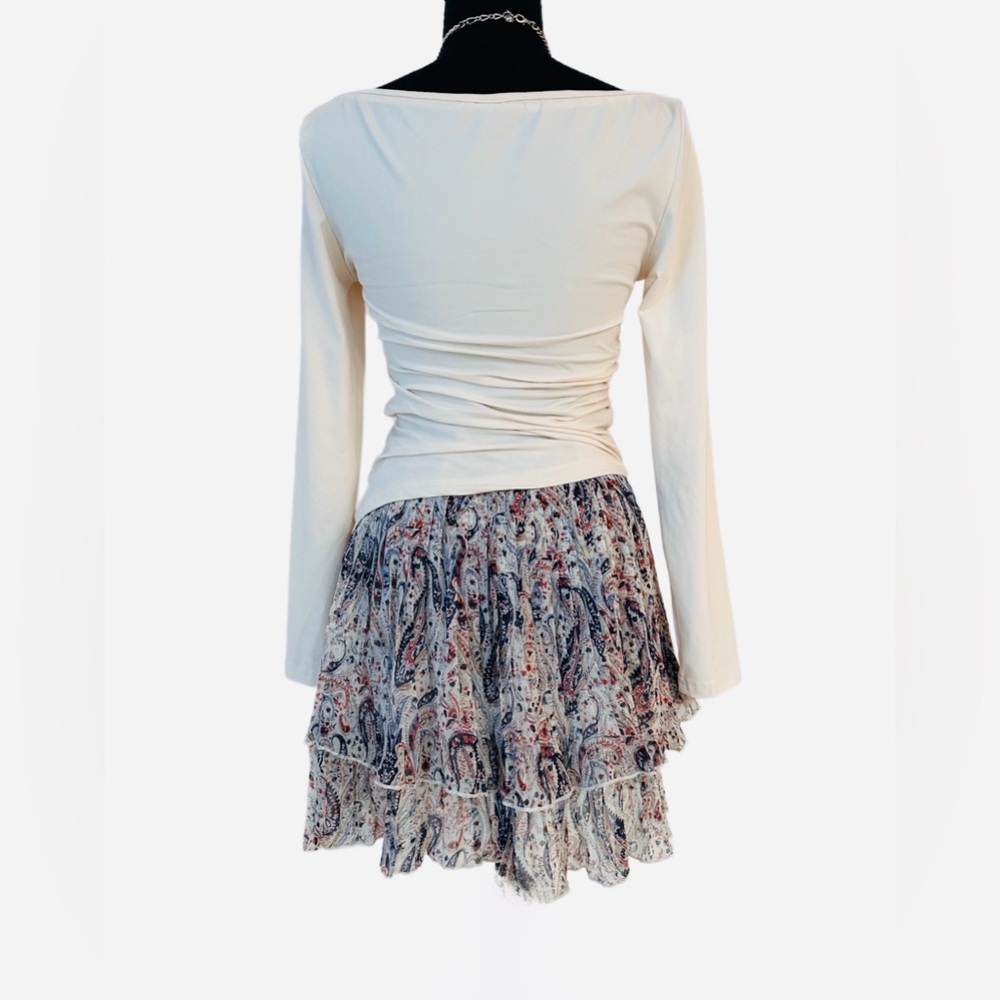 THE KORNER ~ Multi-Colored Paisley Print Ruffled Tier Pleated Skirt size 02 - Picture 5 of 8